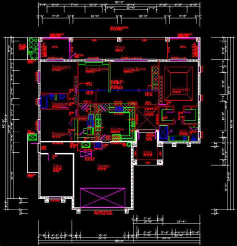 CAD BUILDING TEMPLATE : US HOUSE PLANS - HOUSE TYPE 1 ...