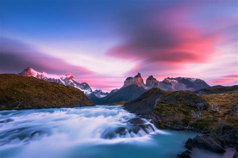 Torres Del Paine National Park Sunlight Chile 720p Mountains