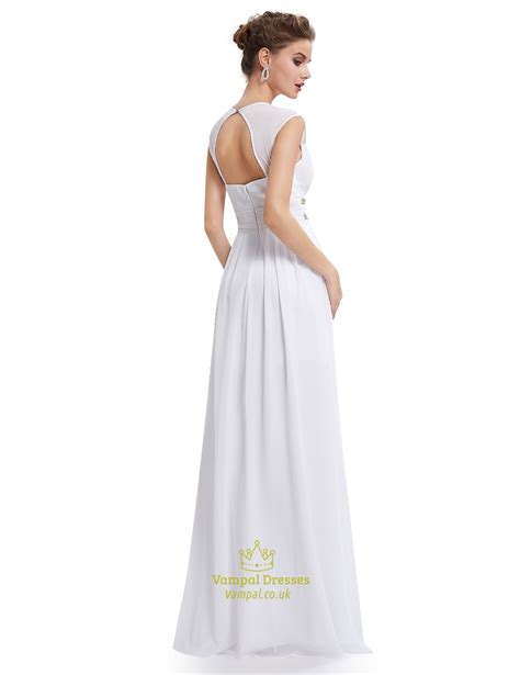 2 laura ashley vintage white bridesmaid dresses size 5/6 &9/10. White Chiffon Bridesmaid Dresses With Cap Sleeve And Open ...