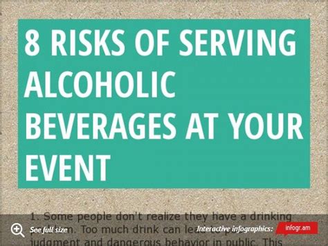 a green sign that says 8 riskes of serving alcoholic beverages at your event