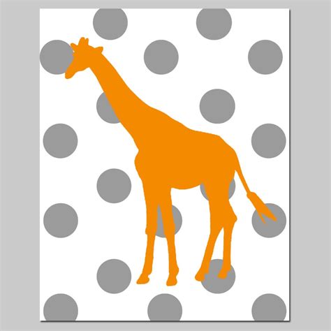 Polka Dot Giraffe 11x14 Print Modern Nursery Wall Art Etsy