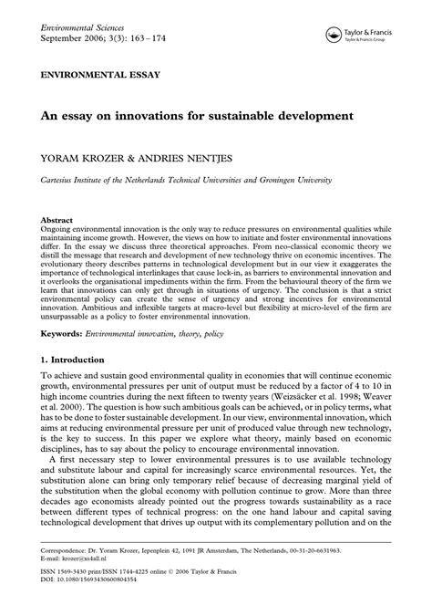 1 it is difficult economic planning vs environmental conservation define the genre into which essays fall. 😎 Conclusion sustainable development essay. Sample Essay ...