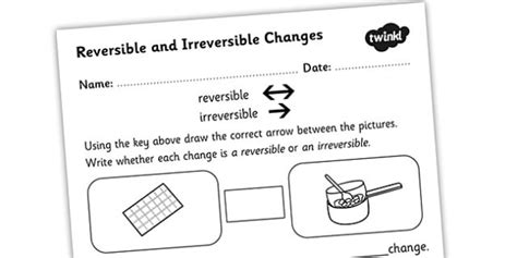 Changing States Reversible Irreversible Changes Worksheet Worksheet
