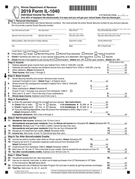 Il Dor Il 1040 2019 Fill Out Tax Template Online Us Legal Forms
