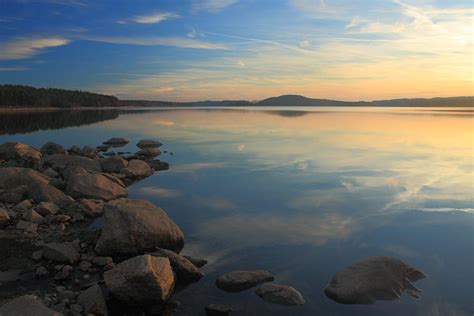 Quabbin Reservoir Rocky Shore At Sunset Photograph By John Burk Pixels