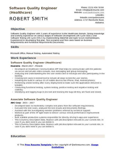 Start editing this quality engineer the above quality engineer resume sample and example will help you write a resume that best highlights your experience and qualifications. Software Quality Engineer Resume Samples | QwikResume