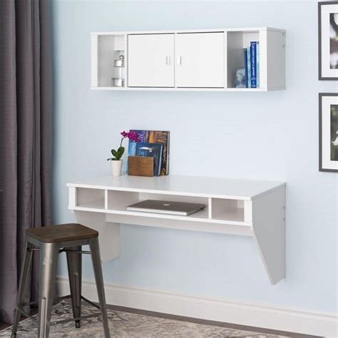 The combo is perfectly suited for any home office, den, living, room, kitchen or bedroom. Prepac Designer Floating Desk and Hutch Set in White ...