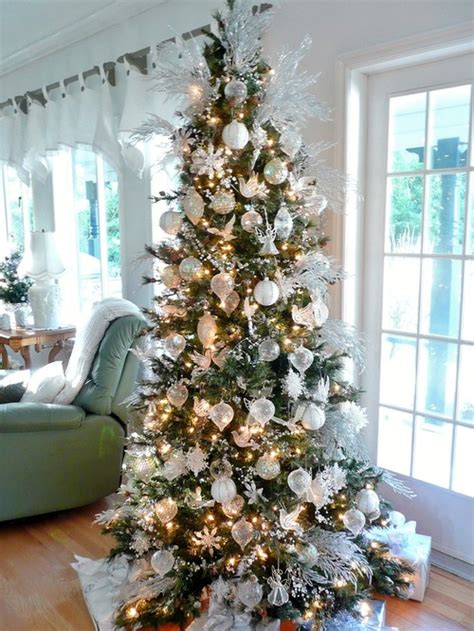 White And Silver Christmas Tree Home Design Ideas