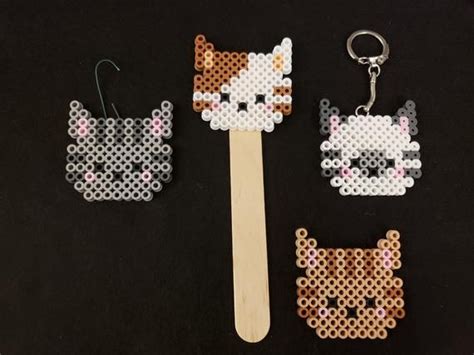 Cat Perler Bead Head Etsy Perler Bead Art Perler Beads Designs