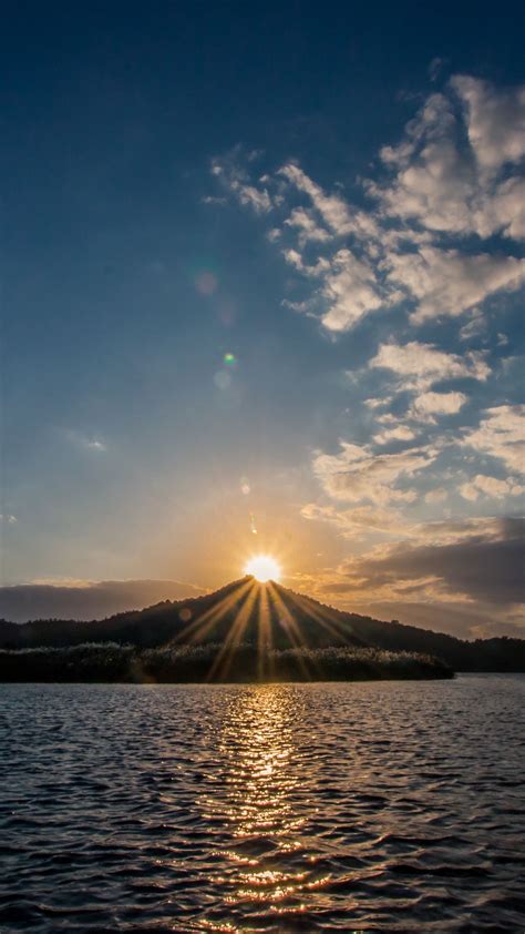 Download Wallpaper 1350x2400 Lake Mountains Sunset Iphone 876s6