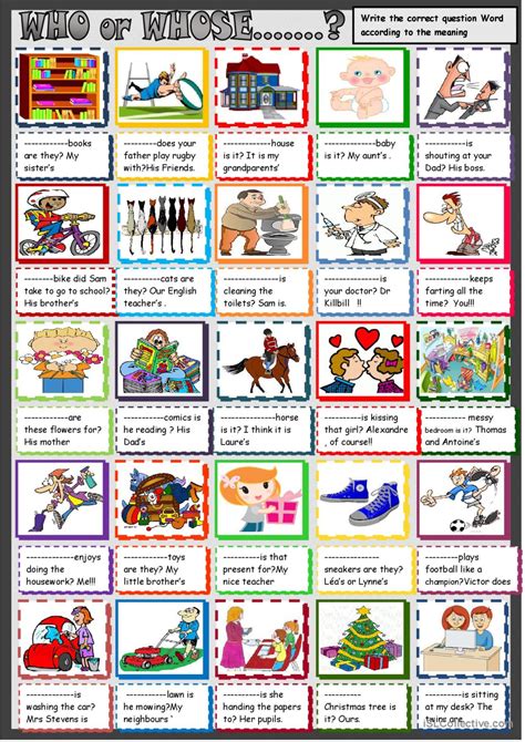 Who Or Whose General Gramma English Esl Worksheets Pdf And Doc