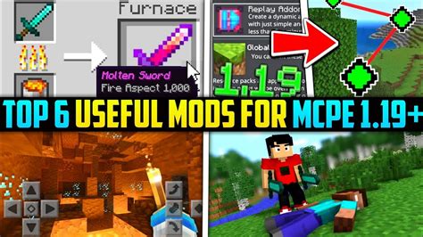 Top 6 Useful Mods For Mcpe 119 Best Survival Mods Youtube