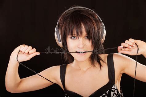 Portrait Of Dark Haired Girl Stock Image Image Of Audio Gnaws 19510705