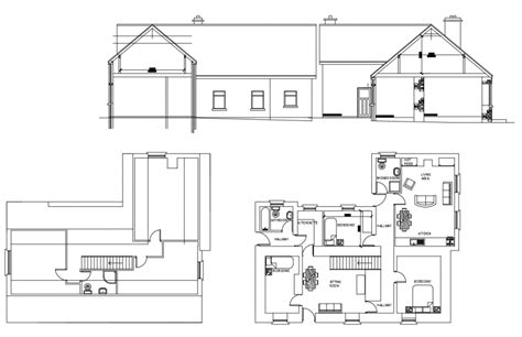 2d Cad Drawing Of First Floor Plan And Elevation Autocad Software Cadbull