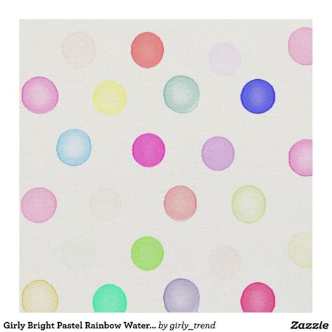 Girly Bright Pastel Rainbow Watercolor Polka Dots Fabric Polka Dot