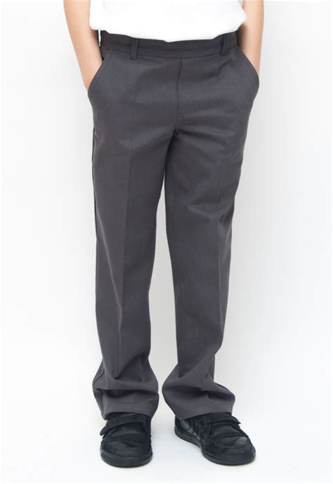 Boys Classic Fit School Trousers With Adjustable Waist Grey Junior