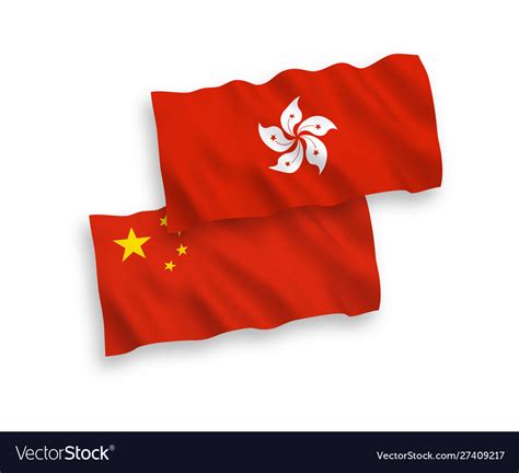 Flags Hong Kong And China On A White Background Vector Image
