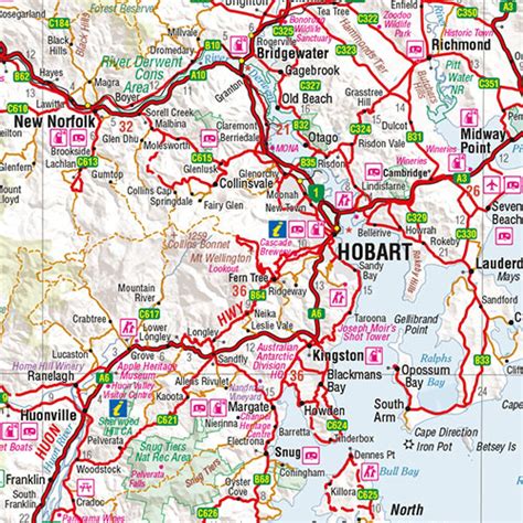 Exklusiva boenden för din vistelse. Landkarte Tasmanien "Tasmania Handy" (State Map ...