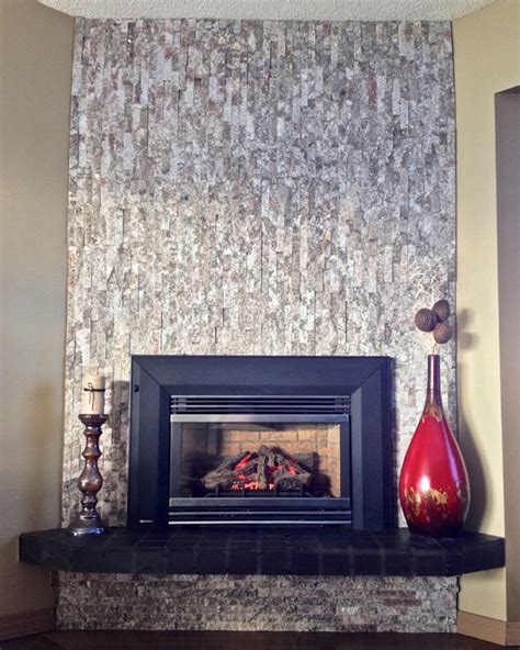 Stone home decor product stone vase,pedestal,wall panel,stone interior. Split-face veneer tile Fireplace - Modern - Living Room ...