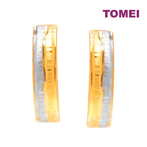 Tomei Lusso Italia Dual Tone Opulence Earrings Yellow Gold 916n