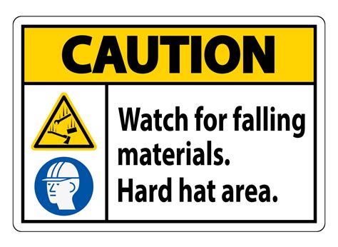 Caution Sign Watch For Falling Materials Hard Hat Area 3684207 Vector