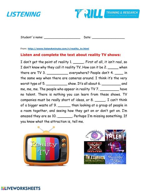 Tv Programmes And Shows Online Worksheet For A You Can Do The