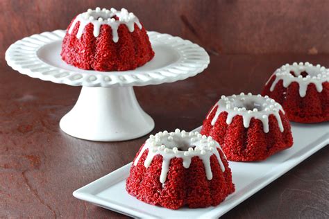 Mini Red Velvet Bundt Cakes With Cream Cheese Glaze Overtime Cook