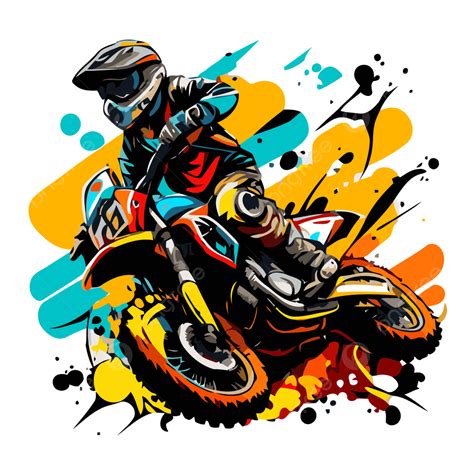 Moto Cross Vector Sticker Clipart Motocross Race Man With Splatter