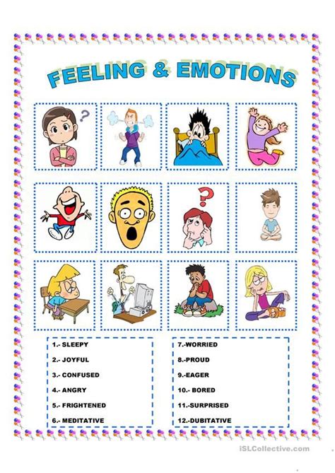 Wonderful Esl Feelings And Emotions Worksheets Little Monkeys Daycare