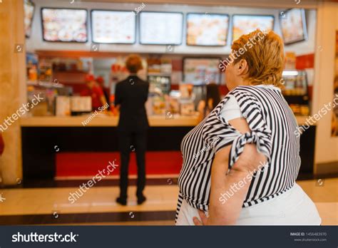 Fat Woman Fast Food Restaurant Menu Stock Photo Edit Now