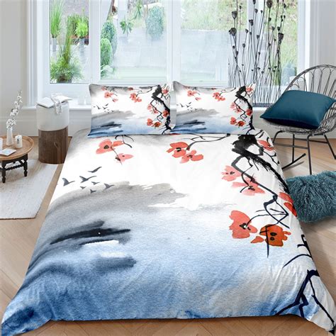 Duvet Cover Queen Size Japanese Style Bedding Set Cherry Etsy