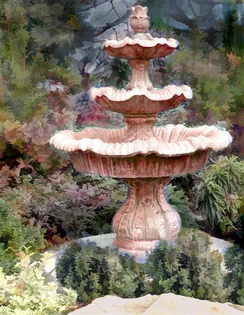 Water Fountain In The Forest Painting By Elaine Plesser Fine Art America
