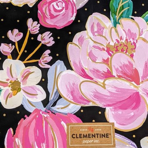 Clementine Paper Inc Office Clementine Paper Inc Black Pink Rose Notebook New Poshmark
