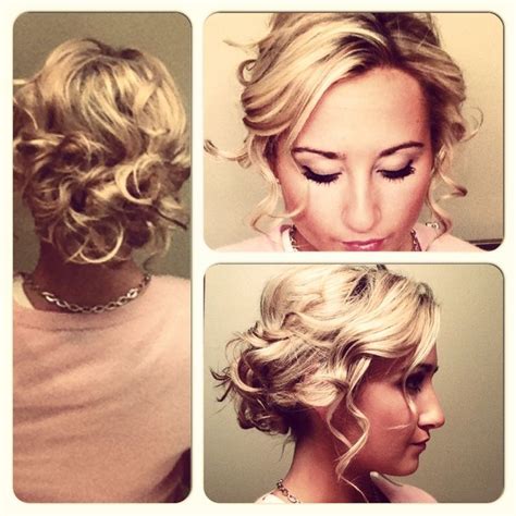 To begin creating your festive chignon updo, wash and condition your hair. curly chignon | Bridesmaid hair updo braid, Bridesmaid ...
