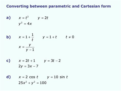 Cartesian Form Parametric Equation Complex Numbers Equations