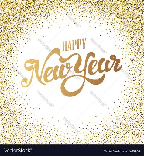 Happy New Year Gold Glitter Lettering With Frame Vector Image