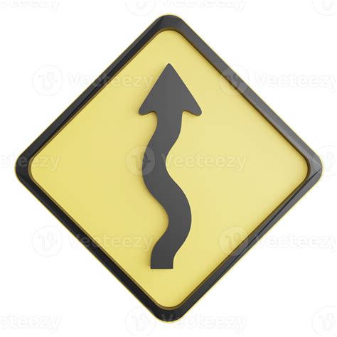 Sinuous Road Sign Clipart Flat Design Icon Isolated On Transparent