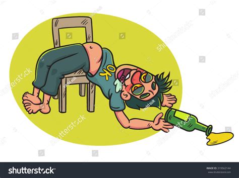 Cartoon Drunk Man Bottle Lying On Stock Vector Royalty Free 319562144 Shutterstock
