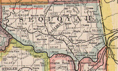 Sequoyah County Oklahoma 1922 Map