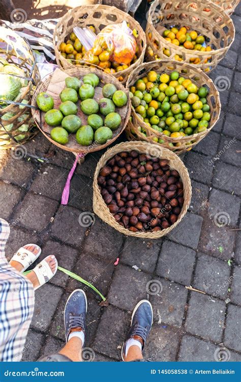 Fresh Mandarins On A Local Organic Food Market Bali Island Indonesia