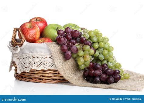 Basket Full Of Apples And Juicy Grapes Stock Photo Image Of Delicious