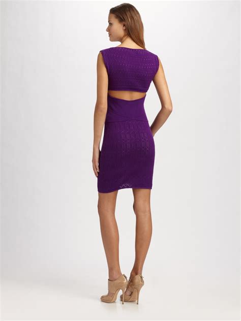 Catherine Malandrino Knit Cutout Dress In Purple Lyst