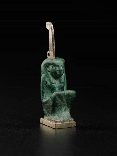 Gilded Silver And Malachite Amulet Of Maat Nubian Napatan Period