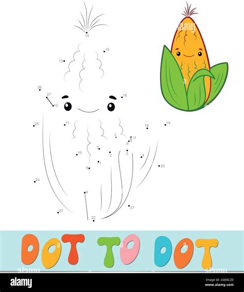 Dot To Dot Puzzle Connect Dots Game Corn Vector Illustration Stock