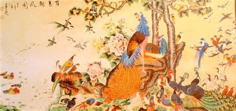 Painting Of The 100 Auspicious Birds Painting Birds Painting Feng Shui