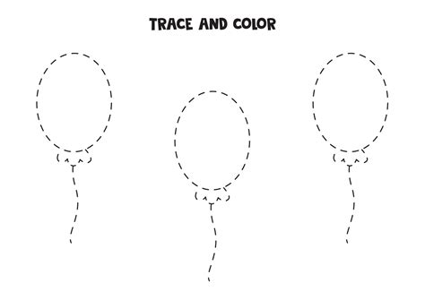 Trace And Color Balloons Worksheet For Children 5741425 Vector Art At