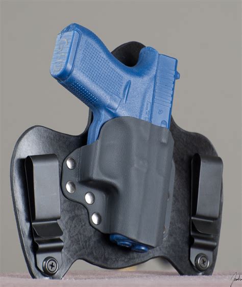 Glock 42 380 ACP Black Leather Kydex Hybrid Gun Holster IWB Tuck