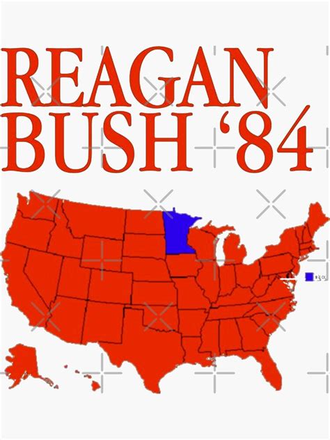 Reagan Bush 84 Retro Logo Red White Blue Election Map Sticker For