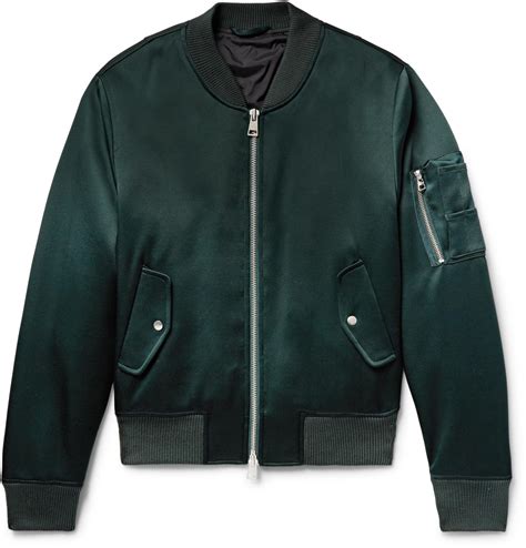 Ami Satin Bomber Jacket In Emerald Green For Men Lyst