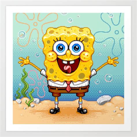 Spongebob Pixel Art Art Print By Paxjah Society6